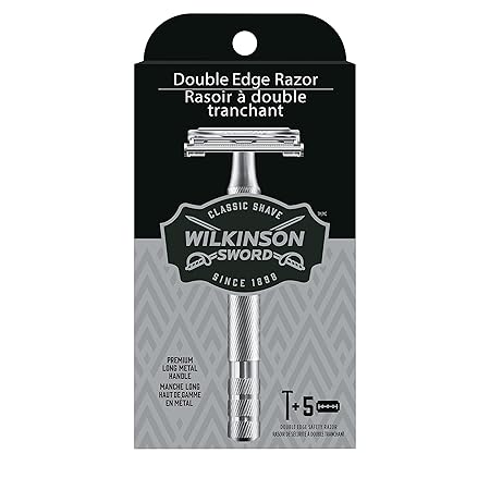 Wilkinson Sword Double Edge Razor for Men With 5 Double Edge Razor Blades Refills