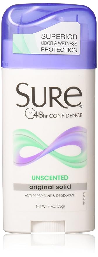 Sure Original Solid Unscented, Anti-Perspirant Deodorant 2.70 oz (Pack Of 3)