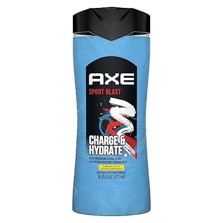 AXE Charge and Hydrate Sports Blast Energizing Citrus Scent Men's Body Wash, 16 oz (Pack of 1) | 100 percent Recycled