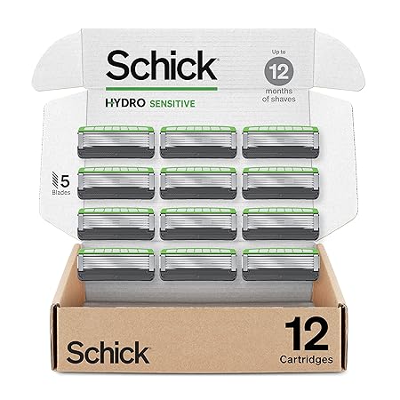 Schick Hydro Sensitive Razor Refills, 12ct | Razor Blades Refills, Razor Blades for Men, Shaving Blades for Men, Hydro Razor Blades Refill, 5 Blade Razor Men, 12 Refills