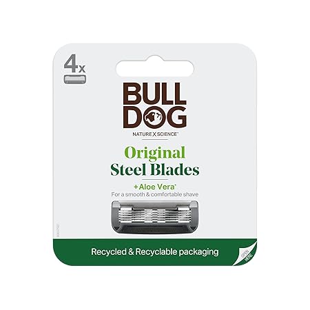 Bulldog Mens Skincare and Grooming Original Razor Blades Refills for Men, 4 Count