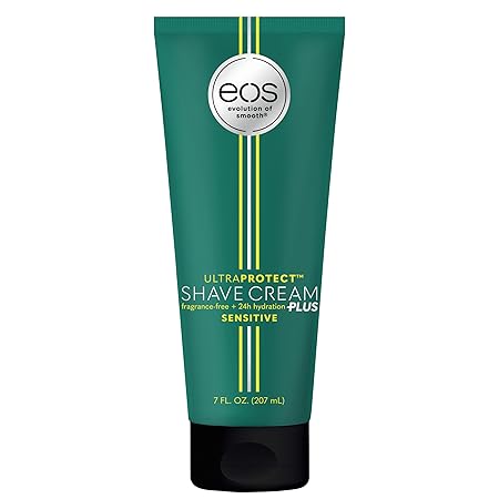 eos UltraProtect Men’s Shave Cream- Sensitive, 24-Hour Hydration, Unscented, Non-Foaming Formula, 7 fl oz