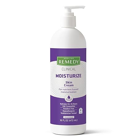 Medline Remedy Clinical Skin Cream Moisturizer, Unscented (16 fl oz Pump Bottle), Nourishing for Dry Skin, Paraben & Sulfate-Free Moisturizing Cream for Face and Body, Lotion for Sensitive Skin