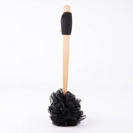 Amazon Basics Loofah Brush, Black Pouf, 60 G, Pack of 1