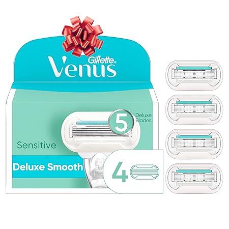 Venus Deluxe Smooth Sensitive Women's Razor Blade Refills, 4 Count