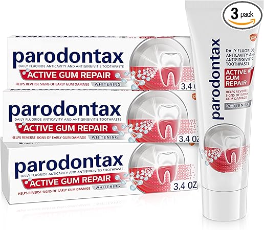 Parodontax Active Gum Repair Whitening Toothpaste for Bleeding Gums - 3x3.4 oz Tube