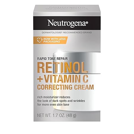 Neutrogena Retinol + Vitamin C Correcting Cream, 1.7 oz (Pack of 1) | Rapid Tone Repair, Dark Spots, Fine Lines, Wrinkles | Face, Neck