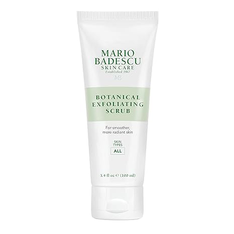 Mario Badescu Botanical Exfoliating Scrub for All Skin Types, Face Scrub with Ivory Palm Seeds & Green Tea Extract, Gentle Exfoliating Face Wash, 3.4 Fl Oz