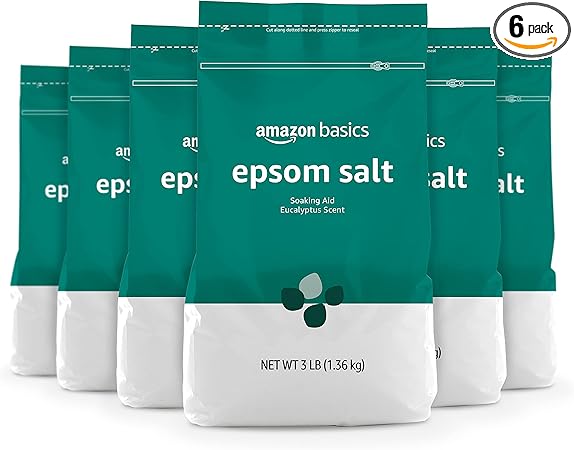 Amazon Basics Epsom Salt Soaking Aid, Eucalyptus Scented, 3 Pound (Pack of 6) (Previously Solimo)