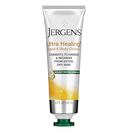 Jergens Ultra Healing Hand & Body Cream for Dry Skin, 3.4 Fluid Ounces (Pack of 1) | Vitamins C, E, B5, Plant Protein Complex