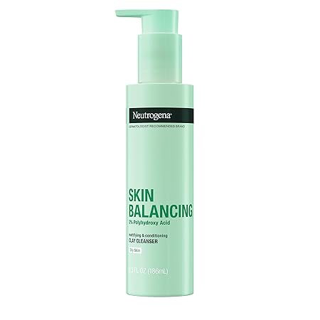 Neutrogena Skin Balancing Kaolin Clay Cleanser with 2% Polyhydroxy Acid (PHA), Mattifying & Conditioning Face Wash Cleanser, 6.3 fl oz (Pack of 1) | oily skin