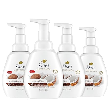 Dove Foaming Hand Wash Coconut & Almond Milk, 10.1 oz (Pack of 4) | Protects Skin from Dryness | More Moisturizers than the Leading Ordinary Hand Soap