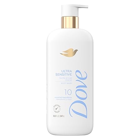 Dove Fragrance Free Body Wash Ultra Sensitive, 18.5 oz | 10 essential ingredients | Gentle all-over cleanse