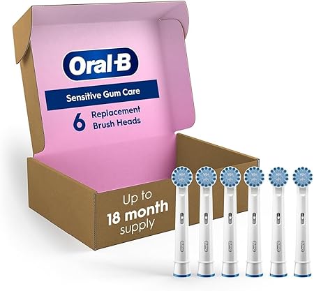 Oral-B Sensitive Gum Care Replacement Brush Heads for an Oral-B Electric Toothbrush, Pack of 6