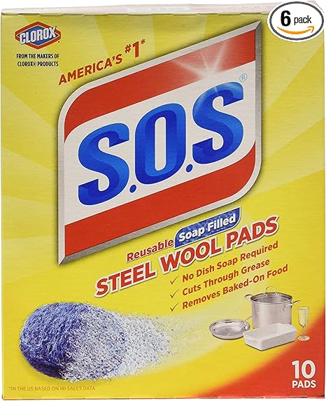 SOS Wool Steel Soap Pads 10 ct (Pack of 6)