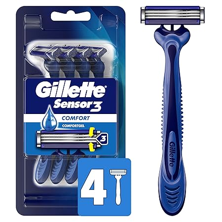 Gillette Sensor3 Smooth Shave Disposable Razor, 4 Count