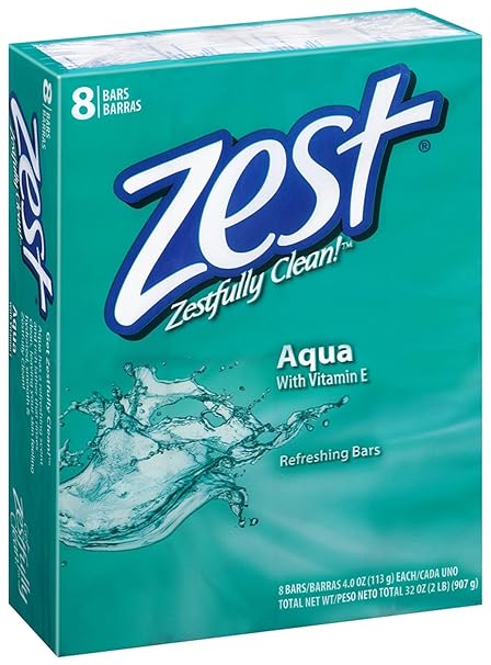 Zest Bath Size Soap, 32 Ounce (Pack of 8) | Aqua | 4 Ounce