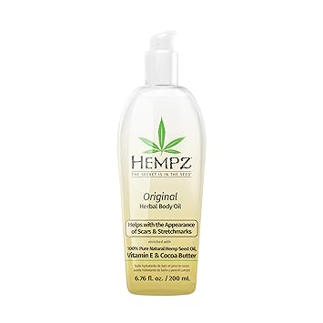 Hempz Floral Banana Hydrating Body Oil for Scars & Stretchmarks | Men or Women | Vitamin Rich Hempseed Formula | 6.76 Oz