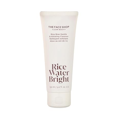 The Face Shop Rice Water Bright Rice Bran Gentle Exfoliating Cleanser, 6.18 ounces (Pack of 1) | Hydrating, Moisturizing, Brightening | Face Cleanser, Face Scrub | Korean Skin Care