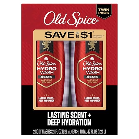 Old Spice Moisturizing Hydro Wash Body Wash, 21 oz (Pack of 2) | Swagger