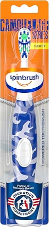 Arm & Hammer Spinbrush Camouflage Series Spinbrush, Soft, Electric Battery Toothbrush, 1 ct, Color May Vary