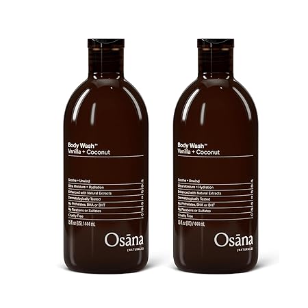 Osana Body Wash to Hydrate, Refresh and Reinvigorate Skin (Pack of 1) | Vanilla, Coconut | Enhanced Fruit Extract, Natural Ingredients | 15oz