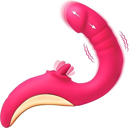 LICKGASM Tease & Please Thrusting & Licking Vibrator for Women, & Couples. Flexible, Dual Stimulating Shaft. Thrusting and Vibration, Premium Silicone. Waterproof & Rechargeable. 2 Pieces, Pink.