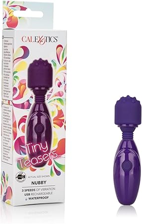 CalExotics Tiny Teasers Nubby - Waterproof Bullet Vibrator with Removable Tip - Adult Toys for Couples - Pocket Vibrator with Nubbed Tip - Purple