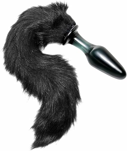 Midnight Fox Glass Butt Plug with Tail