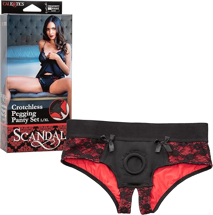 CalExotics SE-2712-57-3 Scandal® Crotchless Pegging Panty Set - L/XL