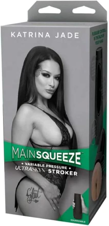 Doc Johnson Main Squeeze - Katrina Jade - Squeeze Plate for Precise Pressure - Twist End Cap to Control Suction - Discreet Premium Stroker - Male Masturbator, Vagina, Vanilla (5200-21-AM)