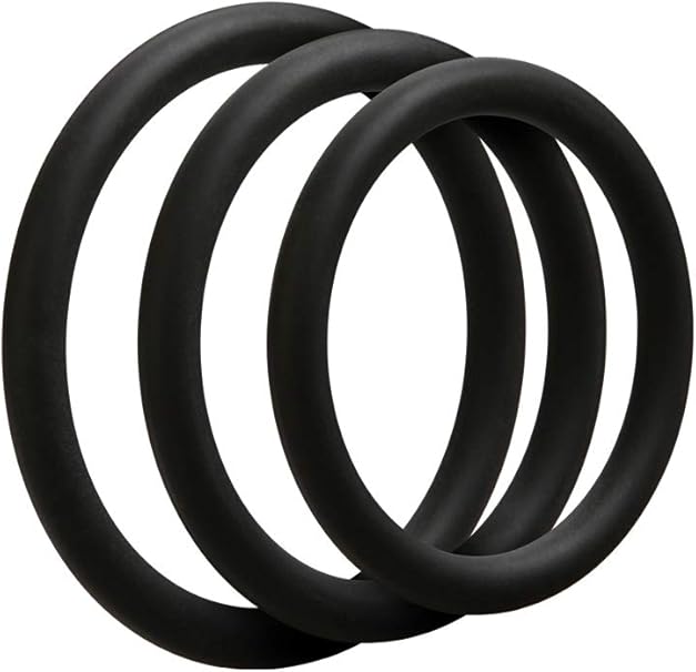 Doc Johnson OptiMALE - Thin 3 C-Ring Set - Stretchy Silicone - Black