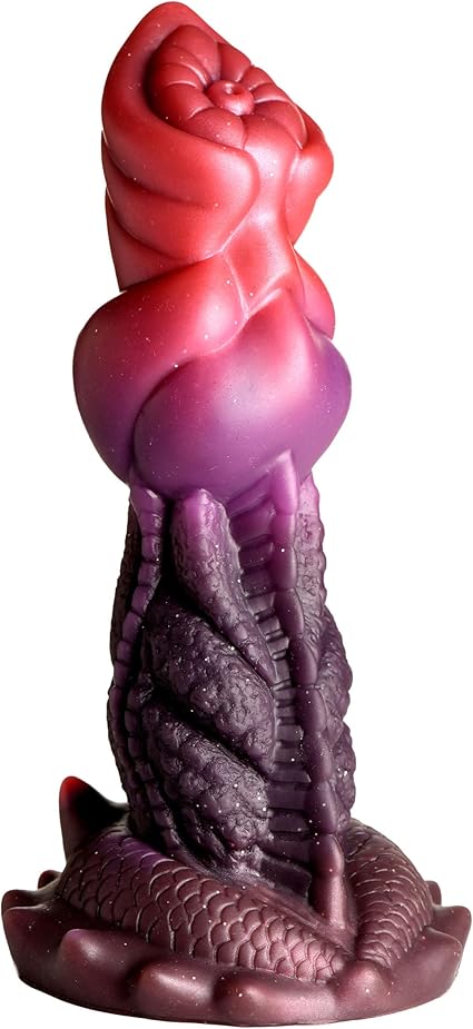 Deep Diver Silicone Dildo for Men, Women, & Couples. Fantasy Dildo, Strong Suction Cup Base. Harness Compatible & Stimulating Textures. 1 Piece, Purple.