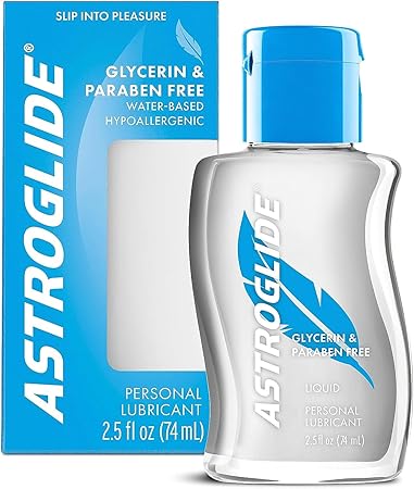 Astroglide Glycerin & Paraben Free Personal Lubricant (2.5oz), Hypoallergenic, Water Based Lube For Easy Clean-Up, Long-Lasting Pleasure, Travel-Friendly Size, Anal Safe, Dr. Recommended Brand