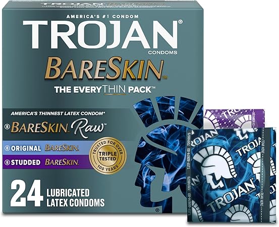 Trojan Bareskin Variety Pack Every Thin Premium Lubricated Condoms - 24 Count