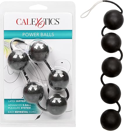 CalExotics Power Balls Kegel Exerciser with Nylon Retrieval Cord - Blac