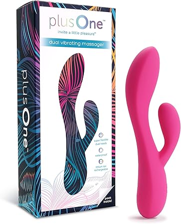 plusOne Dual Rabbit Vibrator for Women - Made of Body-Safe Silicone, Fully Waterproof, USB Rechargeable - Dual Vibrating Massager with 10 Vibration Settings