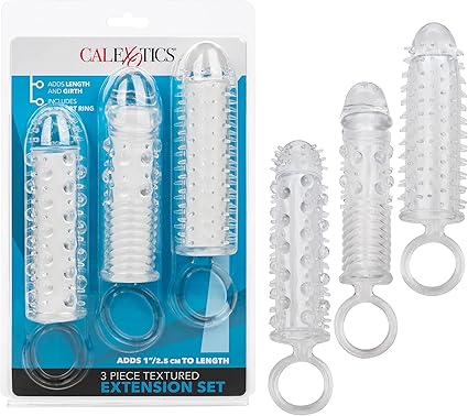 CalExotics Textured Penis Sleeve Cockentender for Men Stretcher Cock Extender 3 Piece Set - SE-1625-60-2