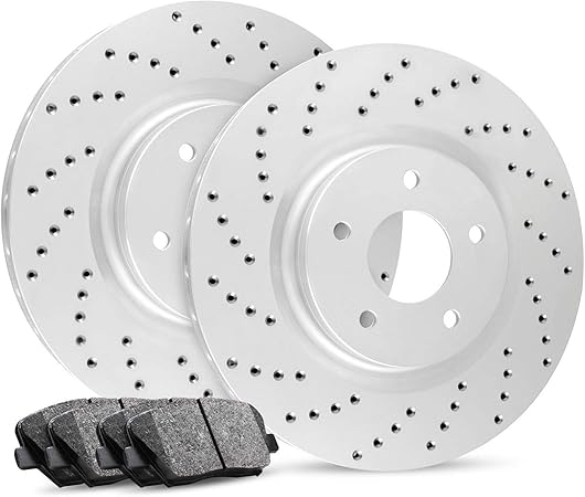 R1 Concepts Rear Brakes and Rotors Kit |Rear Brake Pads| Brake Rotors and Pads| Ceramic Brake Pads and Rotors |Hardware Kit |fits 2014-2015 Mercedes-Benz CLA250