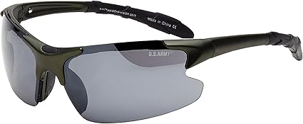 US Army Sunglasses Men's Semi-Rimless Oval Sunglasses, 100% UVA/UVB, Green