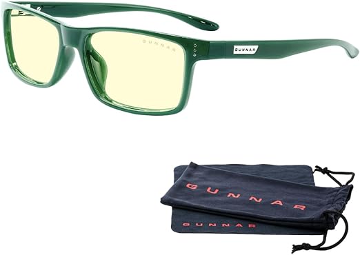 GUNNAR - Vertex Premium Gaming and Computer Glasses - Blocks 65% Blue Light - Amber Tint, Moss