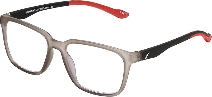 SPORTEX SAV Men's E4220 Blue Light Reading Glasses - Flexible, Durable, Lightweight, High-Performance Blue Light Readers for Men, Grey Red, +2.00