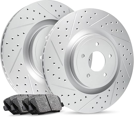 R1 Concepts Rear Brakes and Rotors Kit |Rear Brake Pads| Brake Rotors and Pads| Ceramic Brake Pads and Rotors |Hardware Kit |fits 2014-2019 Mercedes-Benz B Electric Drive, B250e, CLA250