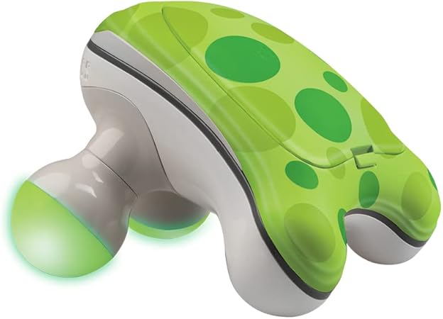 HoMedics Ribbit Mini Handheld Massager, Vibrating Electric Massager with Comfort Grip and LED Light, Batteries Included, Comes in variable colors, Green, Blue or Pink (Color May Vary)