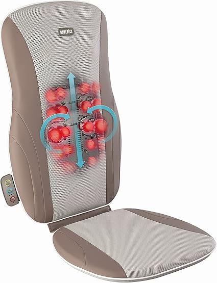 HoMedics Shiatsu Massage Cushion with Heat for Full, Upper, and Lower Back, Deep Kneading Massager, Fits Most Chairs for Home or Office Use, Custom Comfort with 3 Zones for Targeted Control