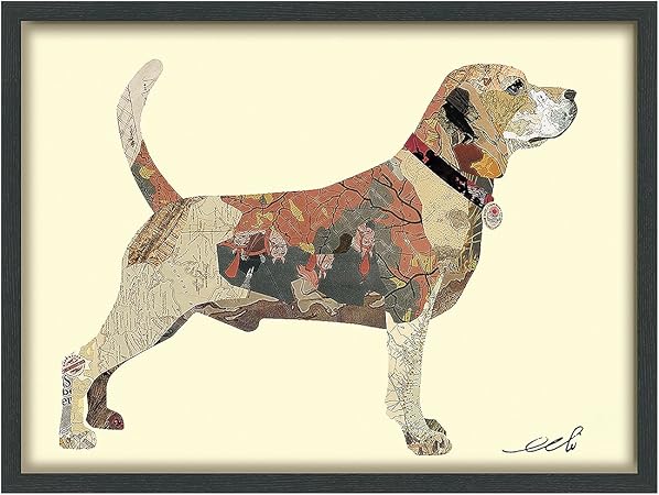 Empire Art Direct Dimensional Collage Handmade by Alex Zeng Framed Graphic Dog Wall Art, 25