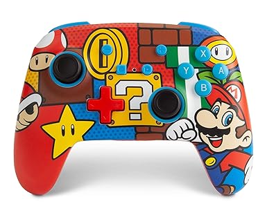 PowerA Enhanced Wireless Nintendo Switch Controller - Mario Pop, Rechargeable Switch Pro Controller, Immersive Motion Control, Officially Licensed by Nintendo (Amazon Exclusive)