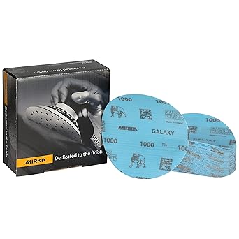 Mirka GalaxySandpaper 5 inch (125mm) - Grit 1000, 50 Discs/Pack - Hook & Loop - Premium Abrasive for Epoxy Resin, Wood, Metal - Non-Clogging, Self-Sharpening Technology - Ideal for Power Sanders