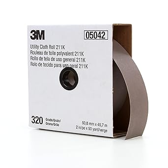 3M Utility Cloth Roll 211K, 320 J-weight, 1 in x 50 yd, ASO, Full-flex