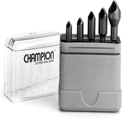 Champion CSK-SET-5 Zero Flute 82-Degree Countersink Set, 5-Piece